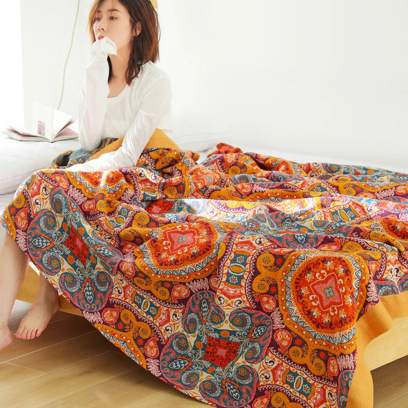 Japanese Style 100% Cotton Throw Blanket - by Cristian Moretti® - Cristian Moretti