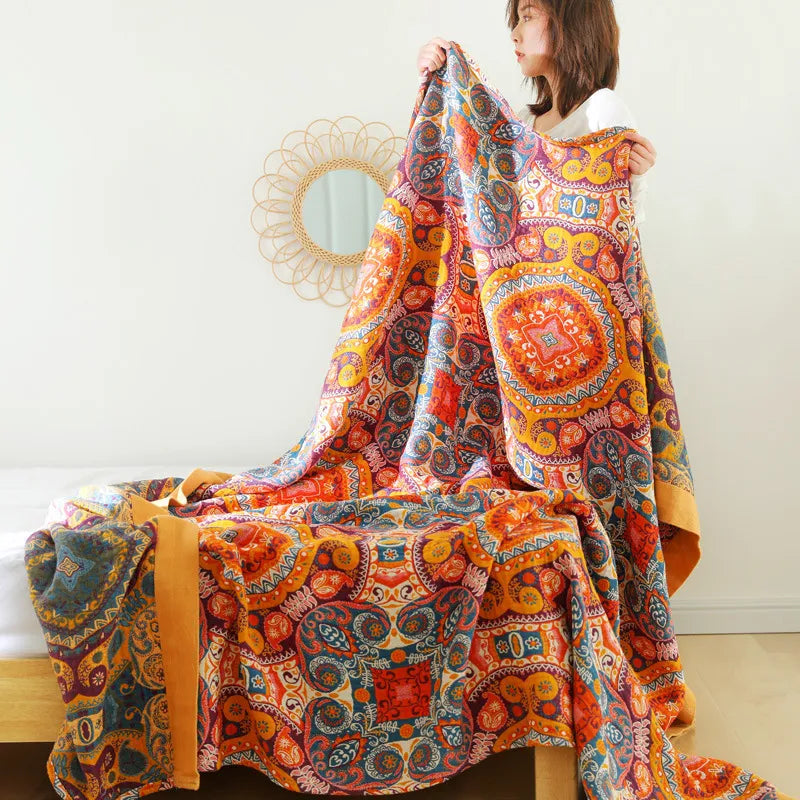 Japanese Style 100% Cotton Throw Blanket - by Cristian Moretti® - Cristian Moretti