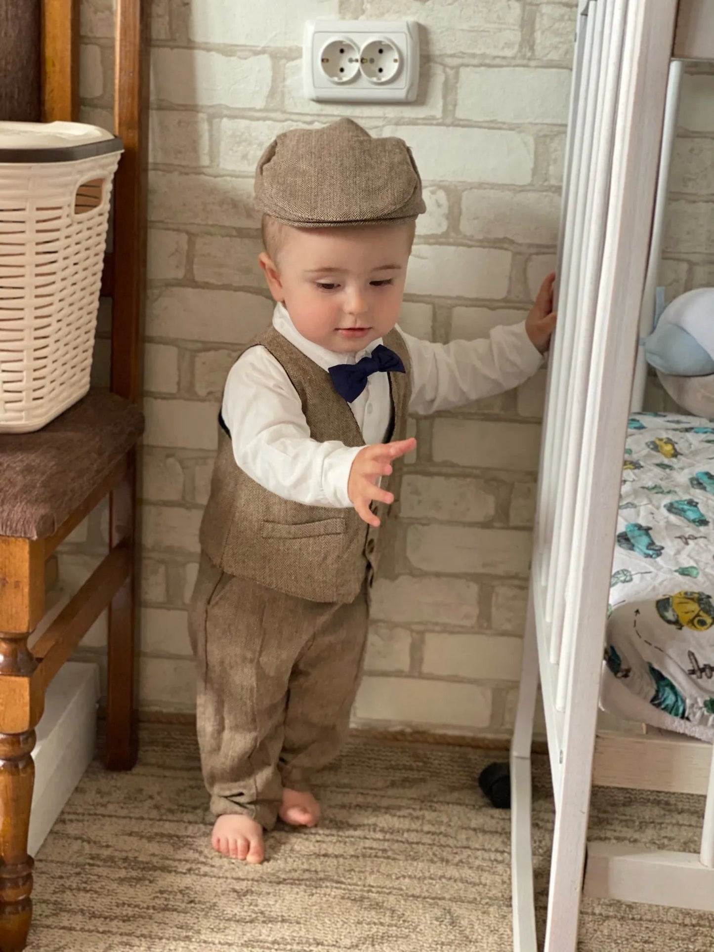 Romper & Vest + Hat - Formal Baby Outfit Designed by Cristian Moretti® - Cristian Moretti