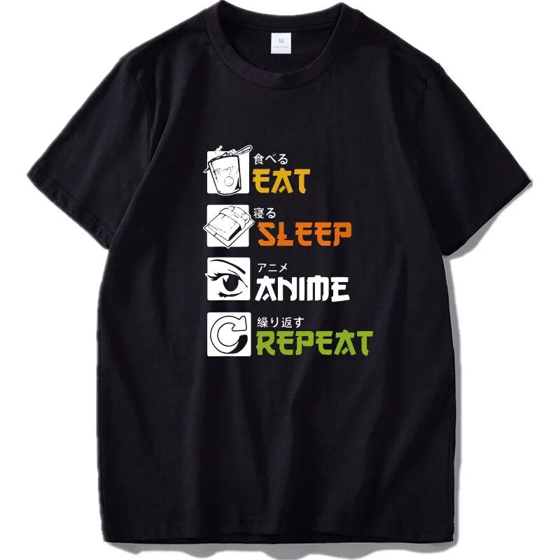 "Eat, Sleep, Anime, Repeat" - T-Shirt by Cristian MorettiĀ® - Cristian Moretti
