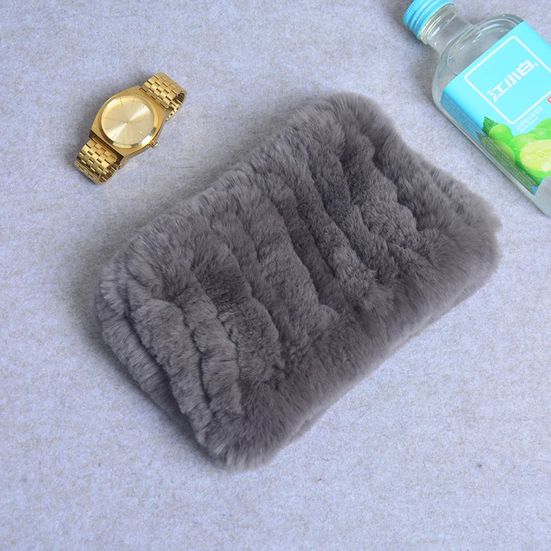 Women Real Fur Handmade Stretch Fur Scarf Knit Genuine Rex Rabbit Fur Headbands Girls Natural Fur Ring Cowl Snood Scarves Winter