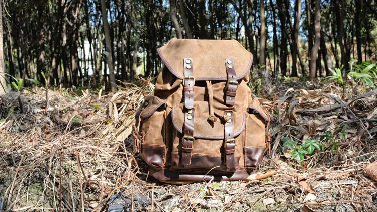 "The Oldschool" Waxed Canvas Travel Backpack by Cristian MorettiĀ® - Cristian Moretti
