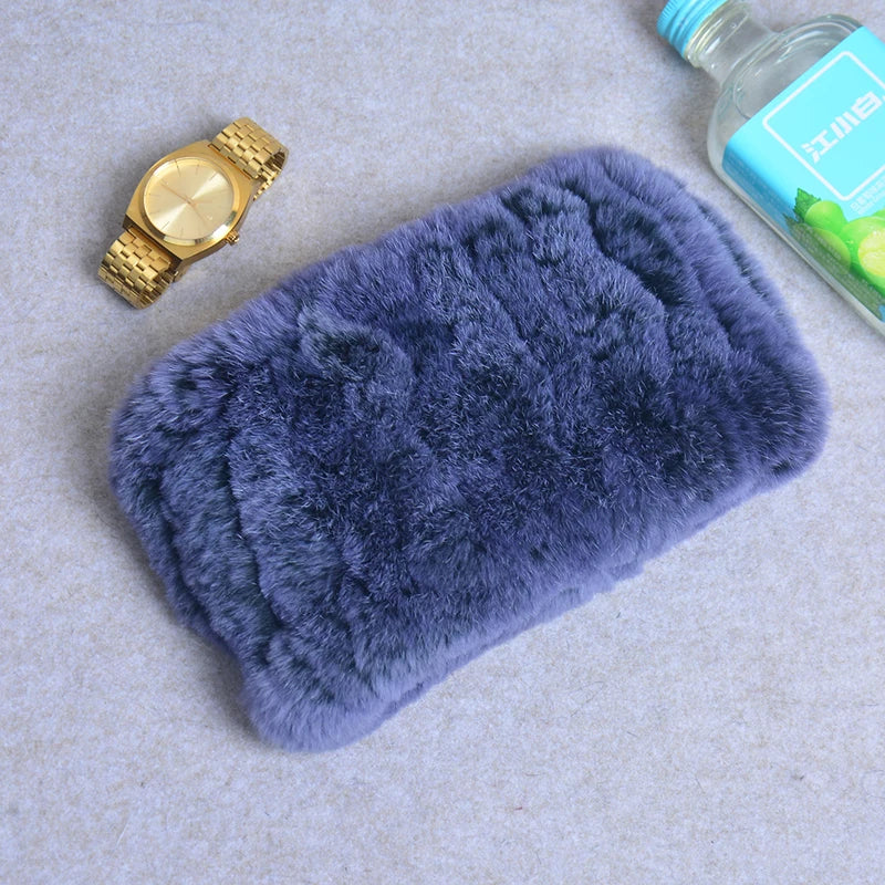 Women Real Fur Handmade Stretch Fur Scarf Knit Genuine Rex Rabbit Fur Headbands Girls Natural Fur Ring Cowl Snood Scarves Winter