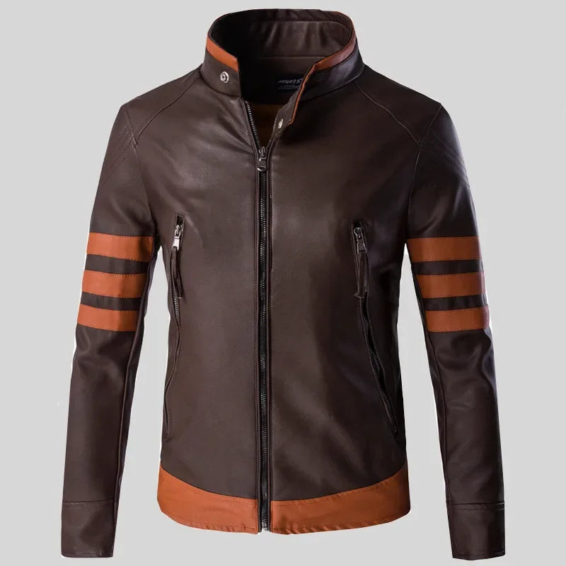 "Maverick Rider" Striped Vegan Leather Jacket