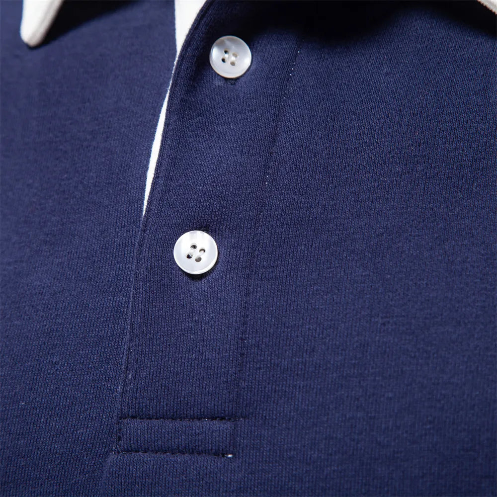 Long Sleeve Cotton Polo Shirt by Cristian Moretti® - Cristian Moretti