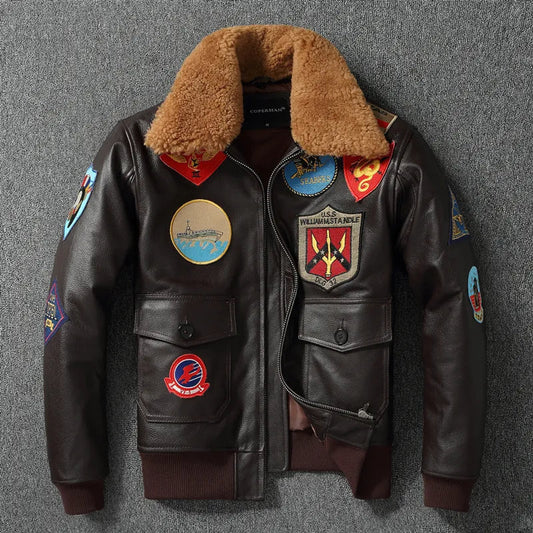 Genuine Cowhide Leather Pilot Jacket by Cristian Moretti® - Cristian Moretti