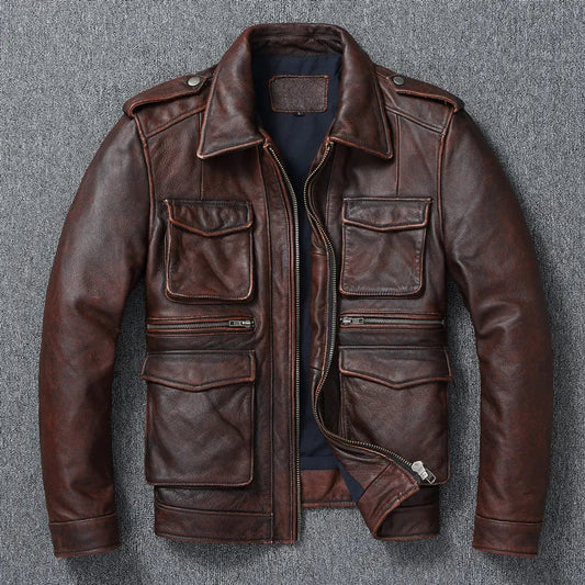 Genuine Cowhide Leather Jacket - by Cristian Moretti® - Cristian Moretti