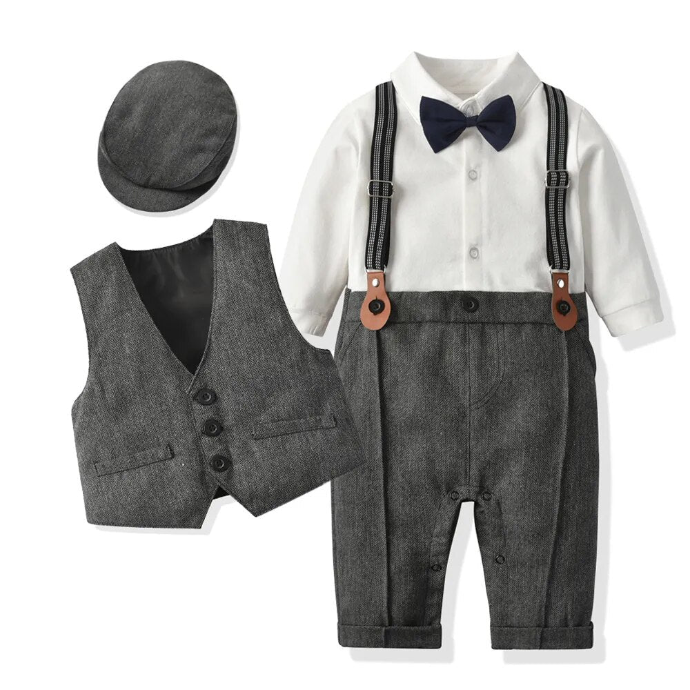 Romper & Vest + Hat - Formal Baby Outfit Designed by Cristian Moretti® - Cristian Moretti