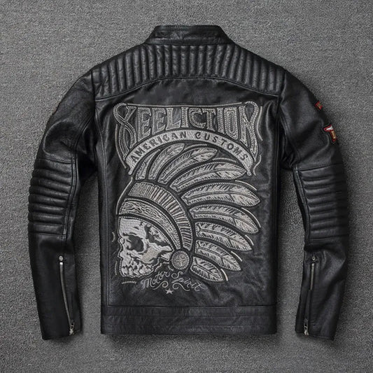 "Death Rider" - Genuine Cowhide Leather Motorcycle Jacket by Cristian Moretti® - Cristian Moretti