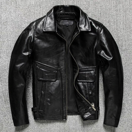 Premium Oil Waxed Genuine Leather Jacket by Cristian Moretti® - Cristian Moretti