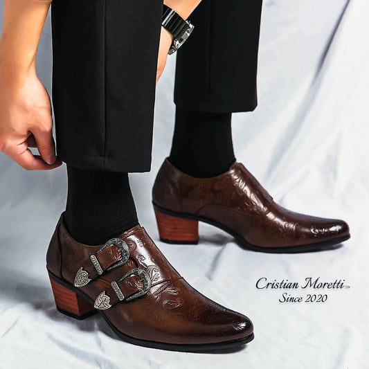 Carlo Mancini™ Double Buckle Leather Shoes