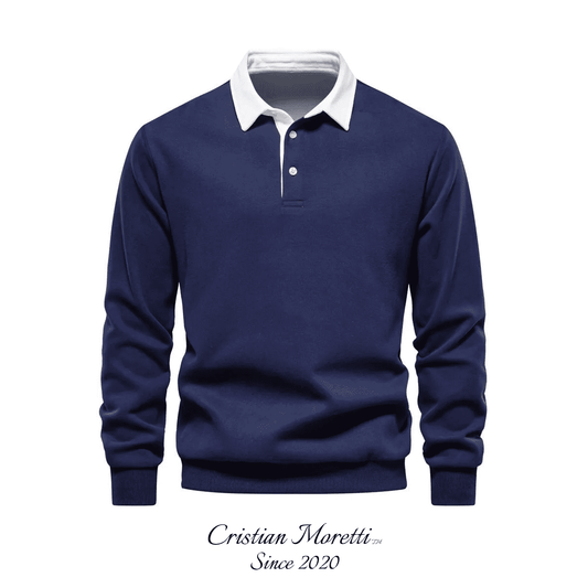 Long Sleeve Cotton Polo Sweatshirt by Cristian Moretti®