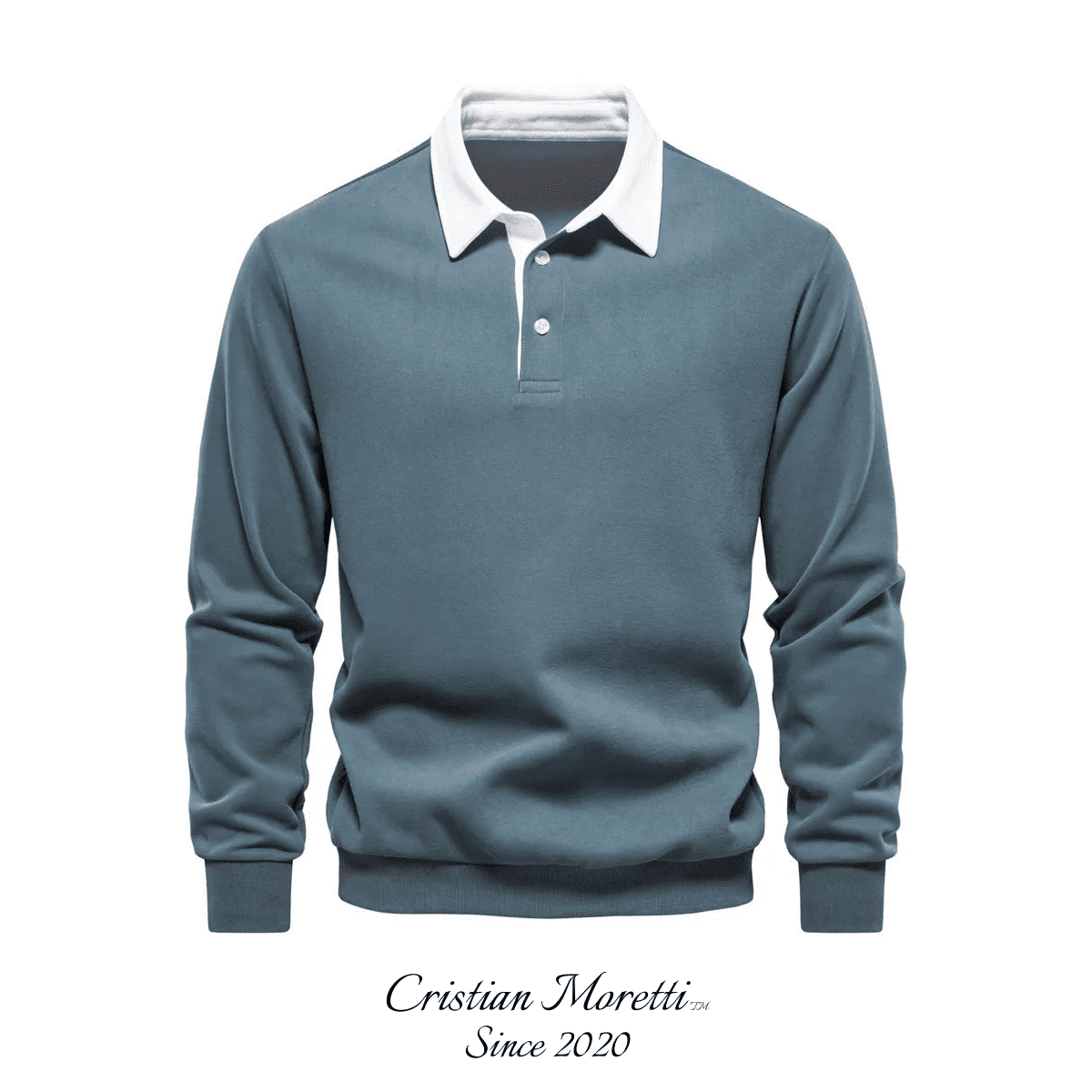 Long Sleeve Cotton Polo Sweatshirt by Cristian MorettiĀ®