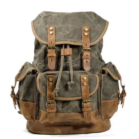 "The Oldschool" Waxed Canvas Travel Backpack by Cristian Moretti® - Cristian Moretti