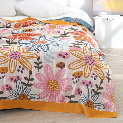 Japanese Style 100% Cotton Throw Blanket - by Cristian Moretti® - Cristian Moretti