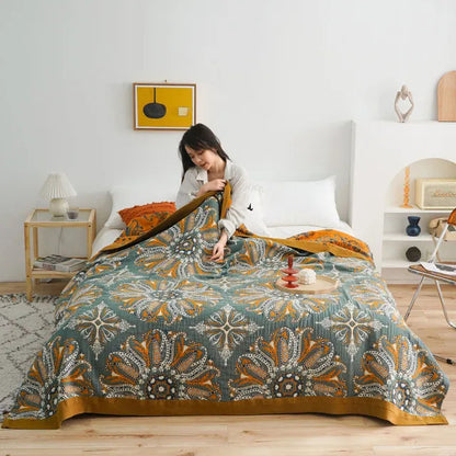 Japanese Style 100% Cotton Throw Blanket - by Cristian Moretti® - Cristian Moretti