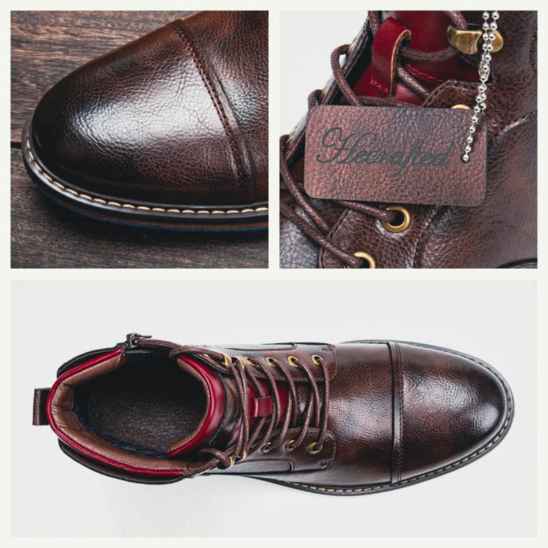 "Antonio Vecchio" Vegan Leather Lace-Up Boots - Cristian Moretti