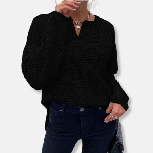 Alba Serenata – Waffle V‑Neck Sweater