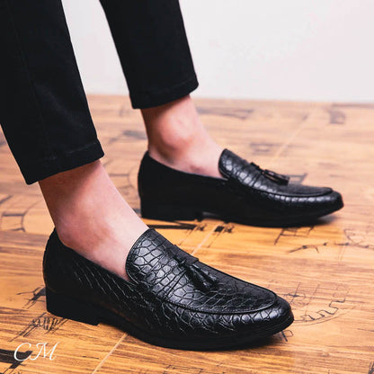 “Eleganza Crocodile" Italian Leather Loafers