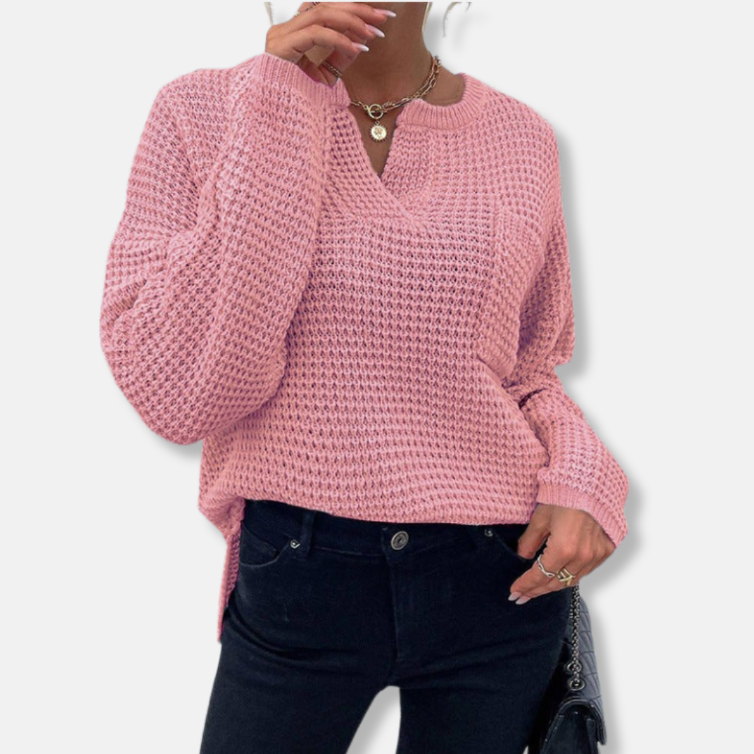 Alba Serenata – Waffle V‑Neck Sweater