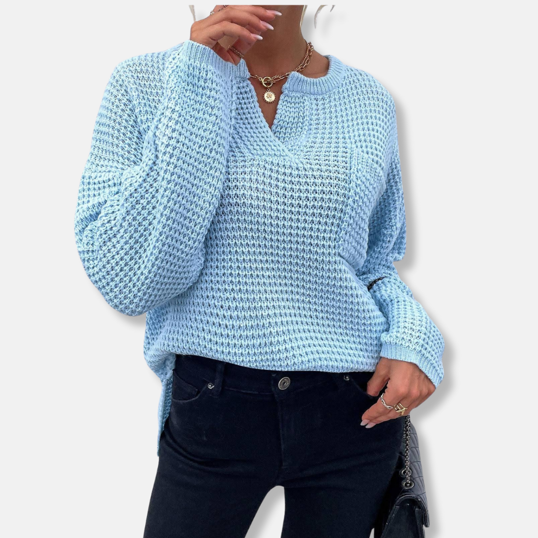 Alba Serenata – Waffle V‑Neck Sweater