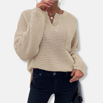 Alba Serenata – Waffle V‑Neck Sweater