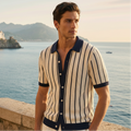 “Tucci” - Striped Button Down Short Sleeve Shirt