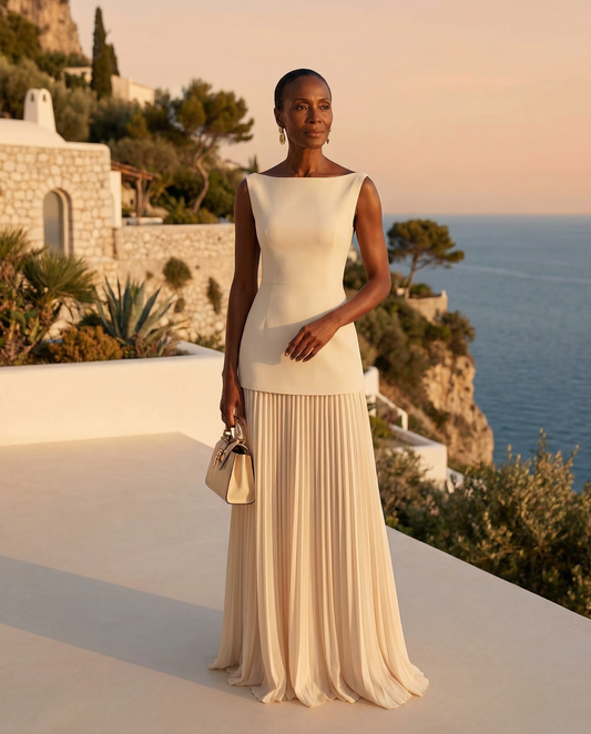 Caterina - Sleeveless Pleated Maxi Dress - Cristian Moretti