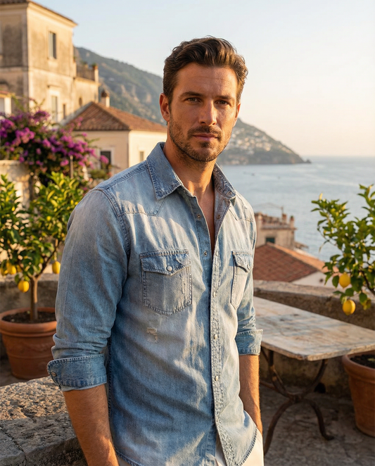 Blu Notturno – Slim Fit Denim Shirt