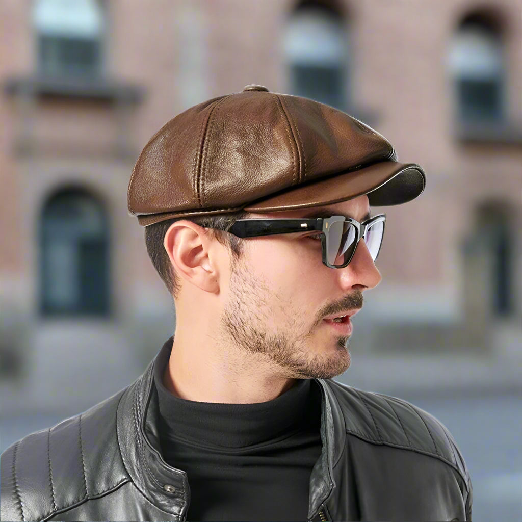 "Montgomery" Leather Cap