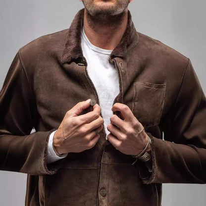 Velluto Azzurro – Shearling-Lined Suede Jacket