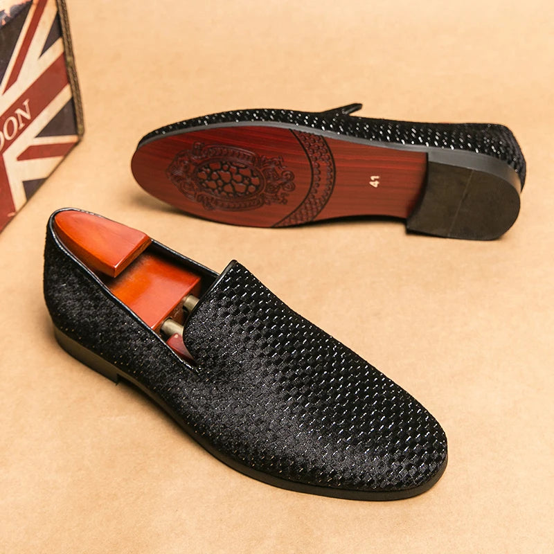 "Vittorio" Woven Velvet Loafers