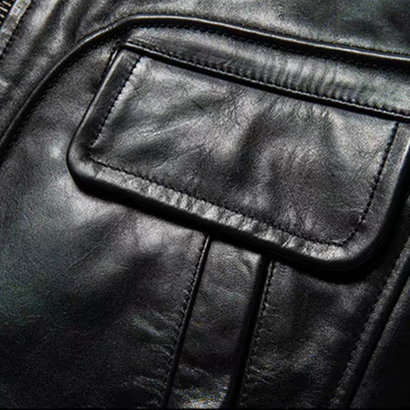 Premium Oil Waxed Genuine Leather Jacket by Cristian Moretti® - Cristian Moretti