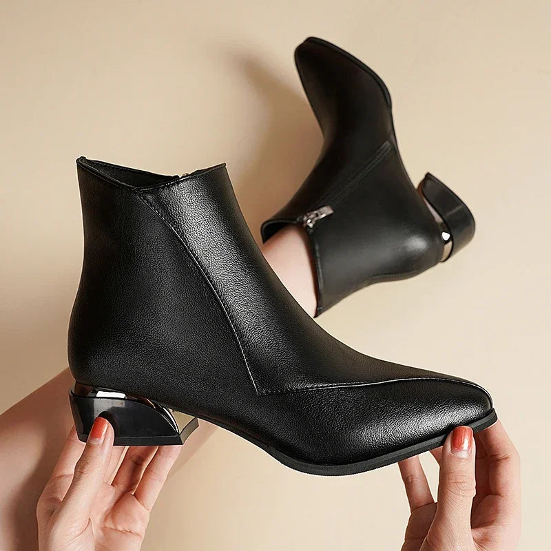 "Aria" Leather Ankle Boots