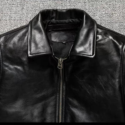 Premium Oil Waxed Genuine Leather Jacket by Cristian Moretti® - Cristian Moretti