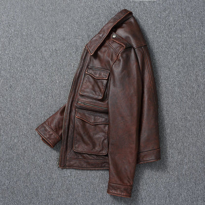 Genuine Cowhide Leather Jacket - by Cristian Moretti® - Cristian Moretti