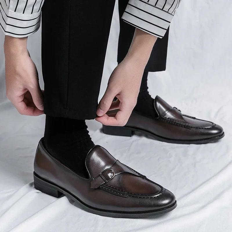 Marco Bellini Leather Buckle Loafers