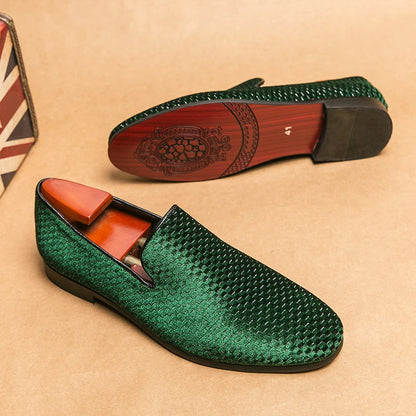 "Vittorio" Woven Velvet Loafers