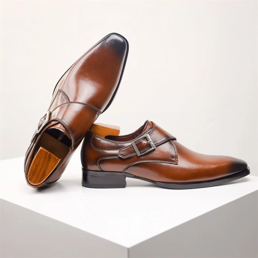 "Pelle Lucente" Genuine Leather Buckle Shoes