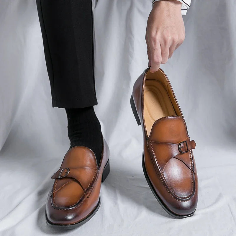 "Marco Bellini" Leather Buckle Loafers