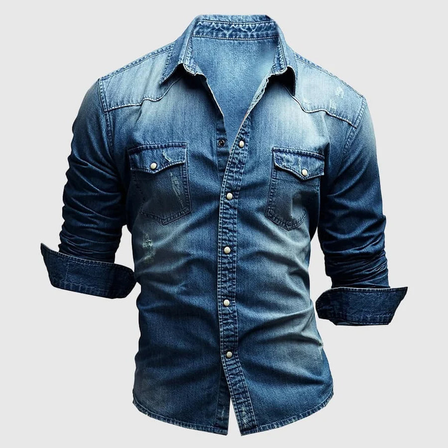 Blu Notturno – Slim Fit Denim Shirt