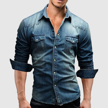 Blu Notturno – Slim Fit Denim Shirt