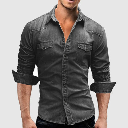 Blu Notturno – Slim Fit Denim Shirt