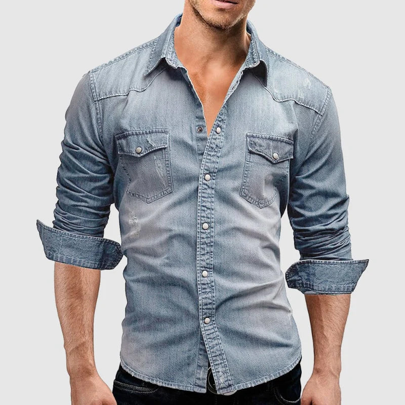 Blu Notturno – Slim Fit Denim Shirt