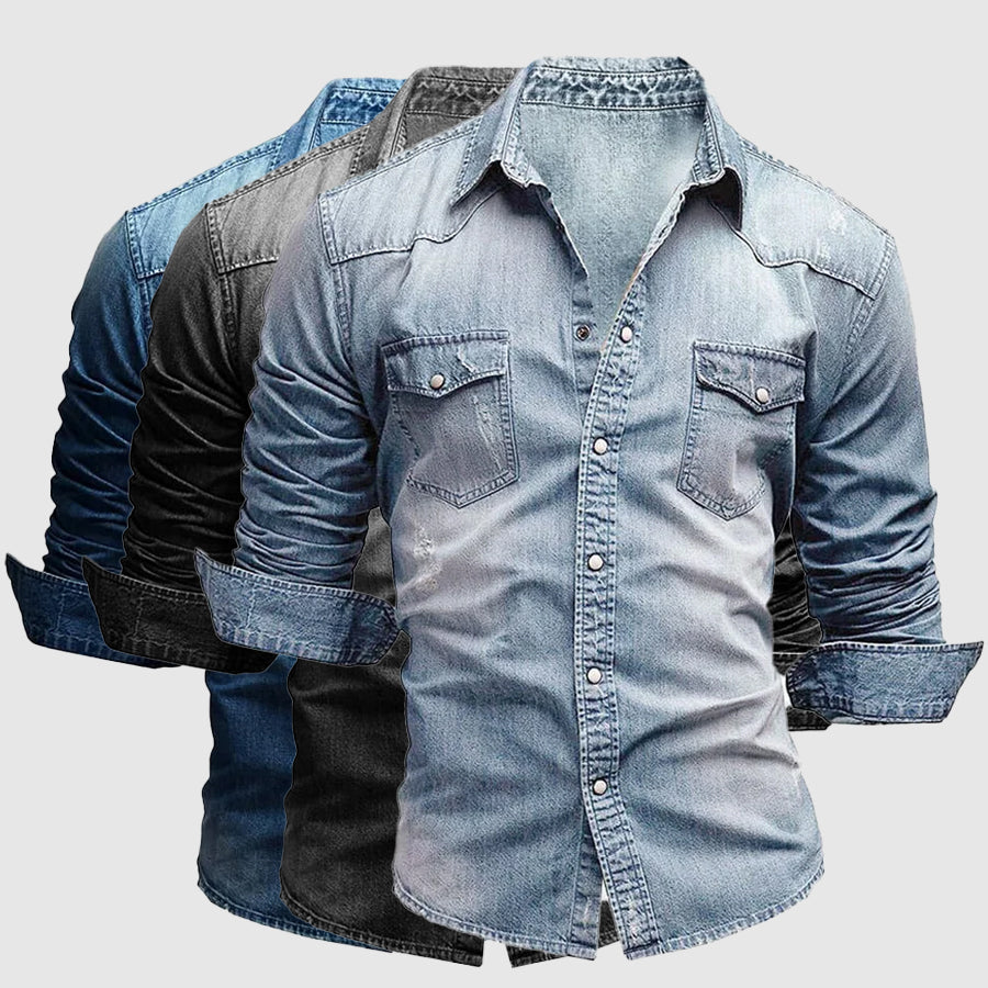 Blu Notturno – Slim Fit Denim Shirt