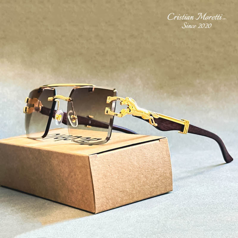 "Mustang" Rimless Wooden Sunglasses - by Cristian Moretti®