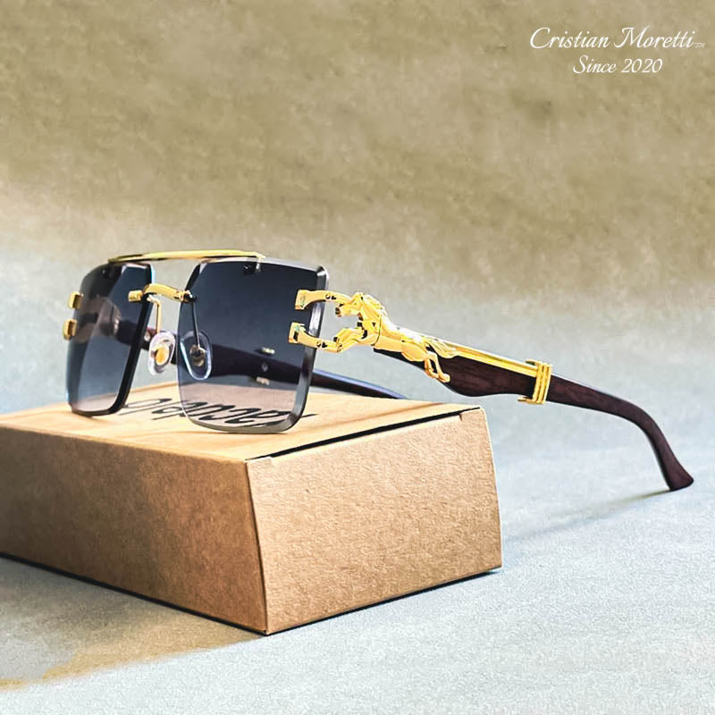 "Mustang" Rimless Wooden Sunglasses - by Cristian Moretti®