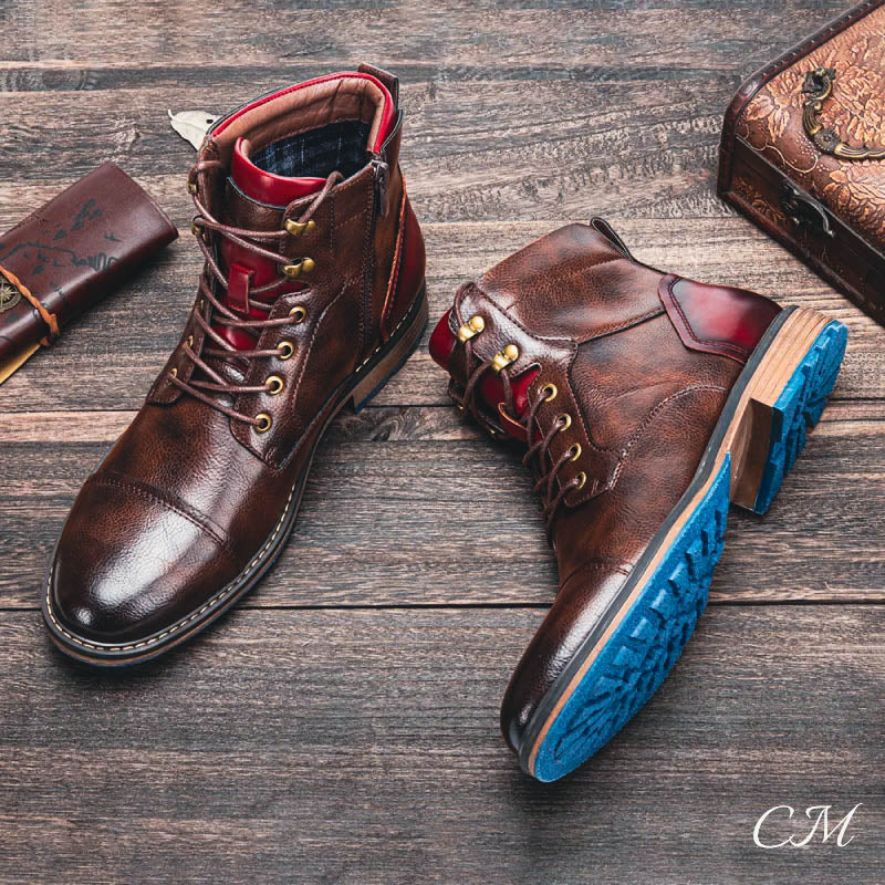 "Antonio Vecchio" Vegan Leather Lace-Up Boots - Cristian Moretti