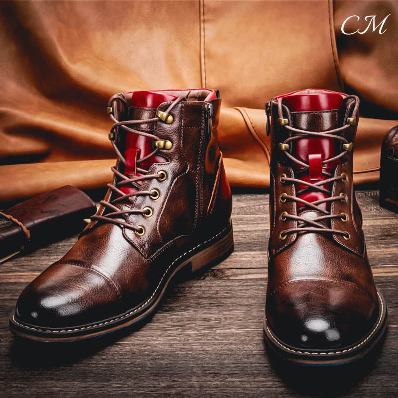"Antonio Vecchio" Vegan Leather Lace-Up Boots - Cristian Moretti