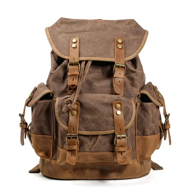 "The Oldschool" Waxed Canvas Travel Backpack by Cristian Moretti® - Cristian Moretti